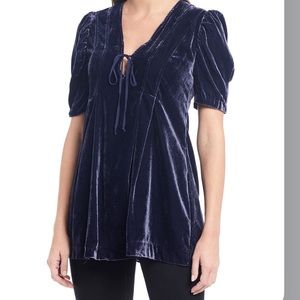 Free People Adelle Navy velvet tunic mini dress M